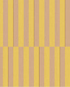 Cabana Stripe wallpaper by Eijffinger, flat swatch of vertical block stripes in sunny yellow and warm beige.