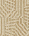 Deco Maze wallpaper by Eijffinger, geometric interlocking stripe pattern in warm sand beige, flat swatch close-up