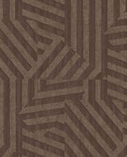 Deco Maze wallpaper by Eijffinger in deep chocolate brown, Art Deco interlocking line maze design, flat swatch