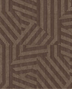 Deco Maze wallpaper by Eijffinger in deep chocolate brown, Art Deco interlocking line maze design, flat swatch