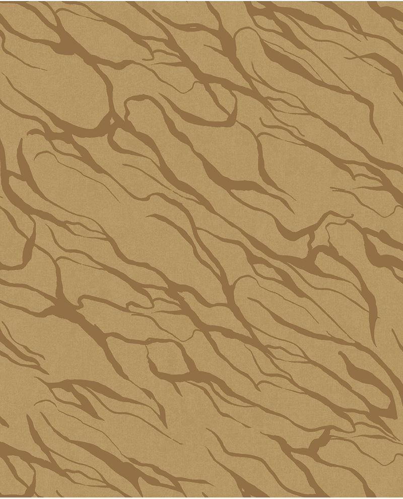 River Vein wallpaper by Eijffinger in golden ochre on caramel, streaming vein pattern, flat swatch close-up