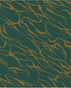 River Vein wallpaper by Eijffinger, gold veins on deep emerald green, streaming organic line design, flat swatch