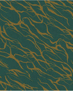 River Vein wallpaper by Eijffinger, gold veins on deep emerald green, streaming organic line design, flat swatch