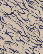 River Vein wallpaper by Eijffinger, navy blue veins on natural linen beige, flowing abstract pattern, flat swatch