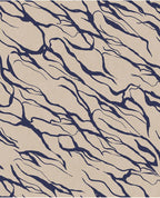River Vein wallpaper by Eijffinger, navy blue veins on natural linen beige, flowing abstract pattern, flat swatch