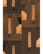 Gilded Block Mural wall mural by Eijffinger, geometric block design in warm chocolate brown and burnished copper gold, flat swatch