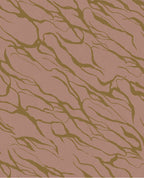 River Vein wallpaper by Eijffinger, olive veins on dusky rose pink, flowing abstract line design, flat swatch