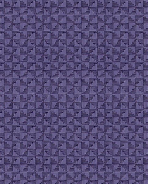 Step Weave wallpaper by Eijffinger in deep violet purple, stepped square geometric design, flat swatch