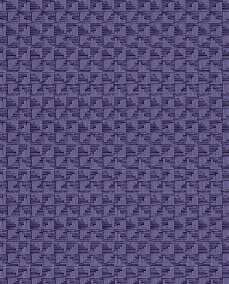 Step Weave wallpaper by Eijffinger in deep violet purple, stepped square geometric design, flat swatch