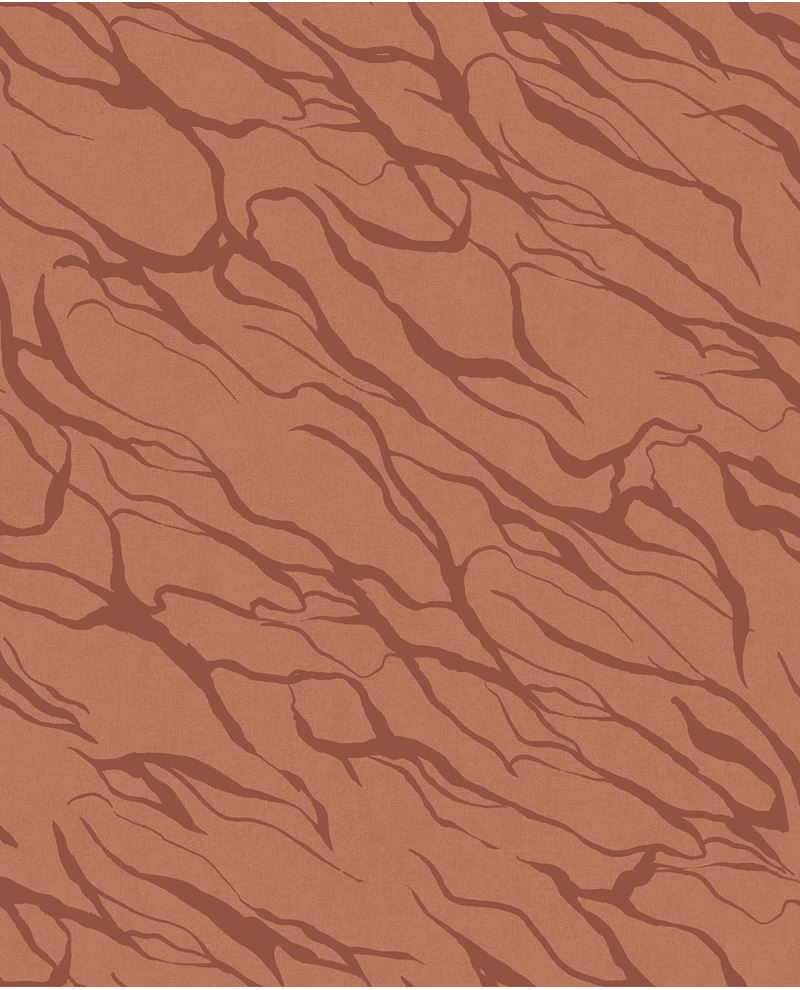 River Vein wallpaper by Eijffinger in tonal terracotta, organic streaming vein motif, flat swatch close-up