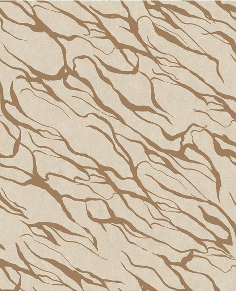 River Vein wallpaper by Eijffinger, flowing organic vein lines in tan brown on cream, abstract marbled flat swatch