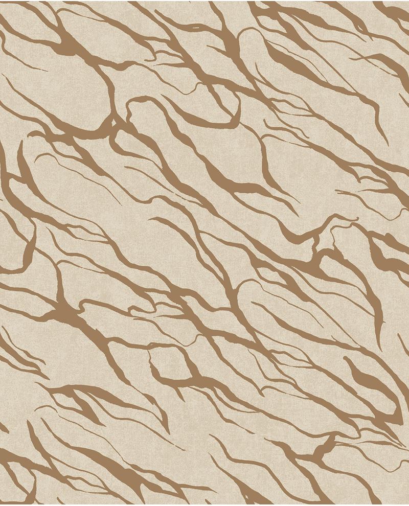 River Vein wallpaper by Eijffinger, flowing organic vein lines in tan brown on cream, abstract marbled flat swatch
