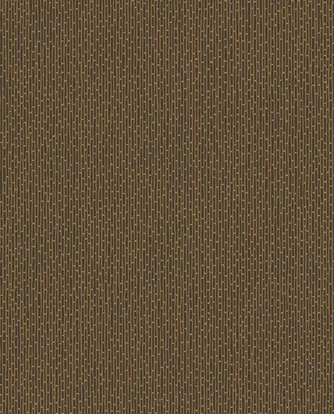 Fine Reed II wallpaper by Eijffinger in dark chocolate brown with gold reed-stripe texture, shown as a flat swatch