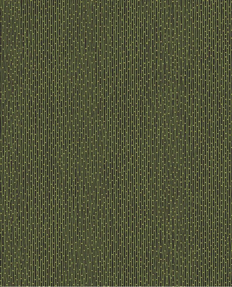 Fine Reed II wallpaper by Eijffinger in dark forest green with chartreuse reed stripes, shown as a flat swatch