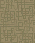 Stitched Maze wallpaper by Eijffinger, green stitched maze pattern on warm taupe, shown as a flat swatch