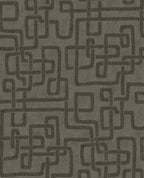 Stitched Maze wallpaper by Eijffinger, dark embroidered maze pattern on charcoal grey, shown as a flat swatch