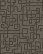 Stitched Maze wallpaper by Eijffinger, dark embroidered maze pattern on charcoal grey, shown as a flat swatch