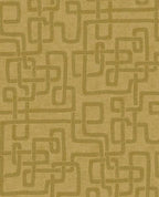 Stitched Maze wallpaper by Eijffinger, olive stitched maze motif on mustard gold, shown as a flat swatch