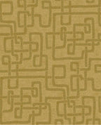 Stitched Maze wallpaper by Eijffinger, olive stitched maze motif on mustard gold, shown as a flat swatch