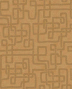 Stitched Maze wallpaper by Eijffinger, embroidered maze pattern in tonal caramel and ochre, shown as a flat swatch