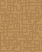 Stitched Maze wallpaper by Eijffinger, embroidered maze pattern in tonal caramel and ochre, shown as a flat swatch