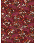 Wildflower Mural wall mural by Eijffinger in deep burgundy and red, dense botanical pattern of dotted seedheads, berries and leaves, flat swatch