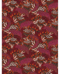 Wildflower Mural wall mural by Eijffinger in deep burgundy and red, dense botanical pattern of dotted seedheads, berries and leaves, flat swatch