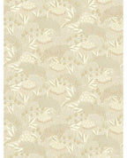 Wildflower Mural wall mural by Eijffinger in soft beige and cream, subtle tonal botanical pattern of seedheads and leaves, flat swatch