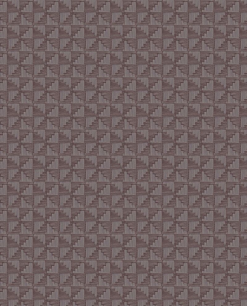 Step Weave wallpaper by Eijffinger in mauve grey, woven step-grid geometric pattern, flat swatch close-up
