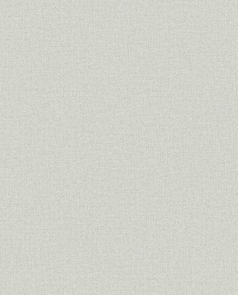 Linen Weave wallpaper by Eijffinger, flat swatch in soft grey-green with woven linen texture