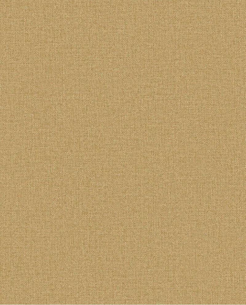 Linen Weave wallpaper by Eijffinger, flat swatch in deep golden ochre with woven linen texture