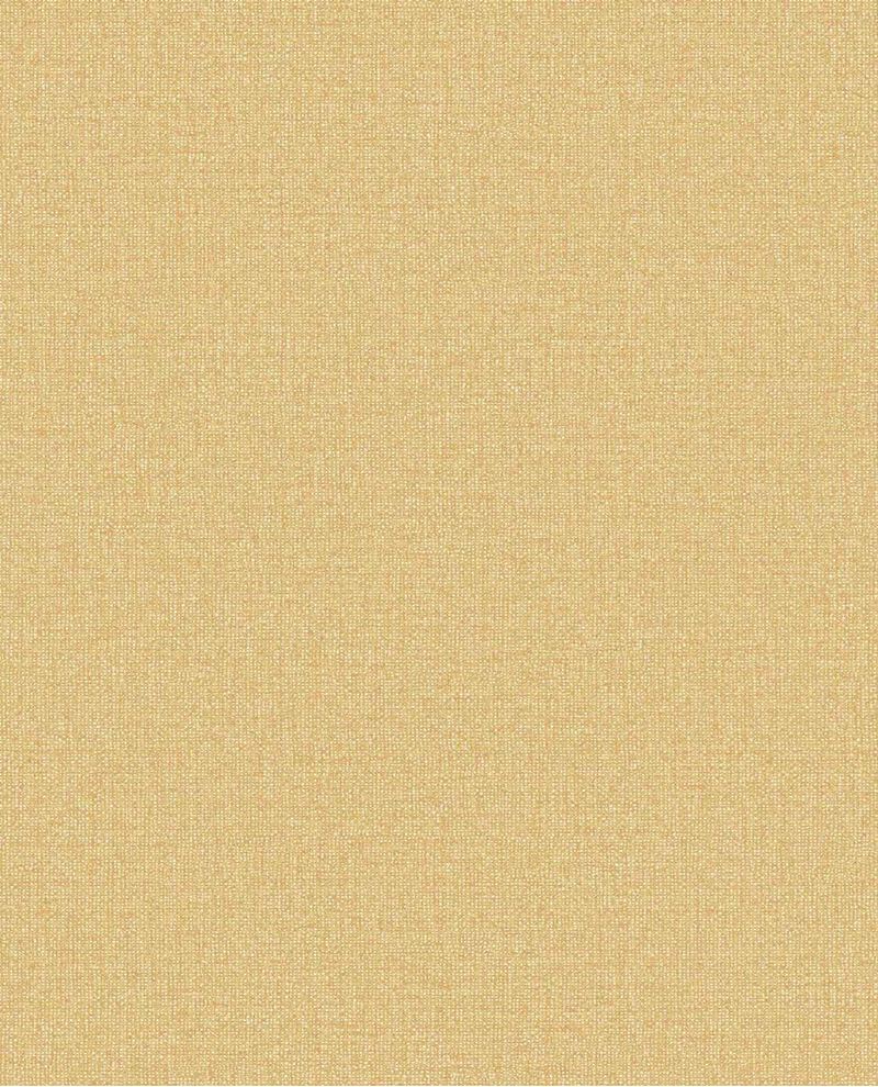 Linen Weave wallpaper by Eijffinger, flat swatch in soft buttercup yellow with woven linen texture