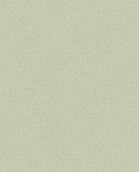 Linen Weave wallpaper by Eijffinger, flat swatch in pale celadon green with a fine linen texture
