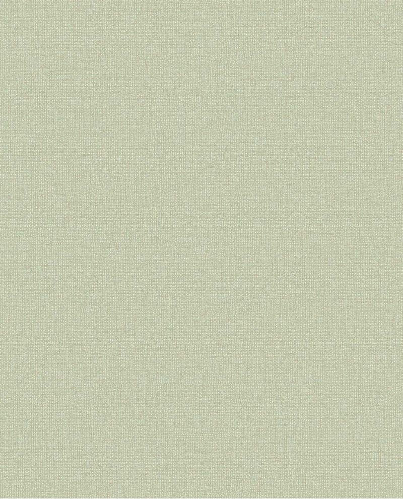 Linen Weave wallpaper by Eijffinger, flat swatch in pale celadon green with a fine linen texture