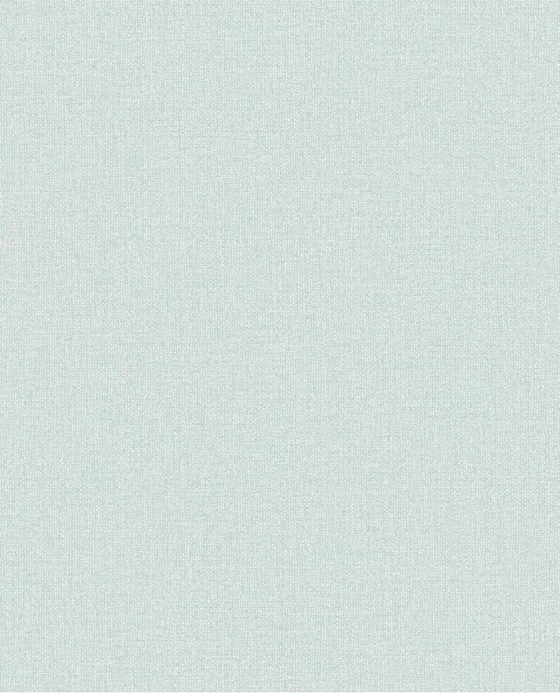 Linen Weave wallpaper by Eijffinger, flat swatch in pale duck-egg blue with woven linen texture