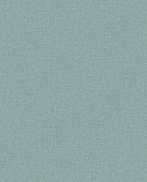 Linen Weave wallpaper by Eijffinger, flat swatch in dusty eucalyptus blue-green with linen texture