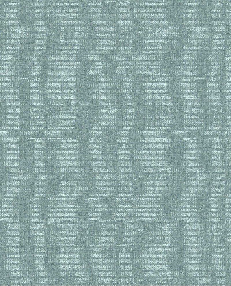Linen Weave wallpaper by Eijffinger, flat swatch in dusty eucalyptus blue-green with linen texture