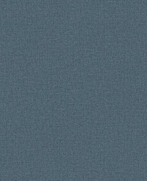 Linen Weave wallpaper by Eijffinger, flat swatch in deep denim steel blue with woven linen texture