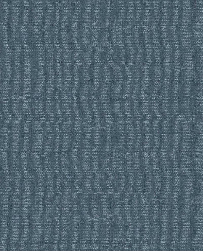 Linen Weave wallpaper by Eijffinger, flat swatch in deep denim steel blue with woven linen texture