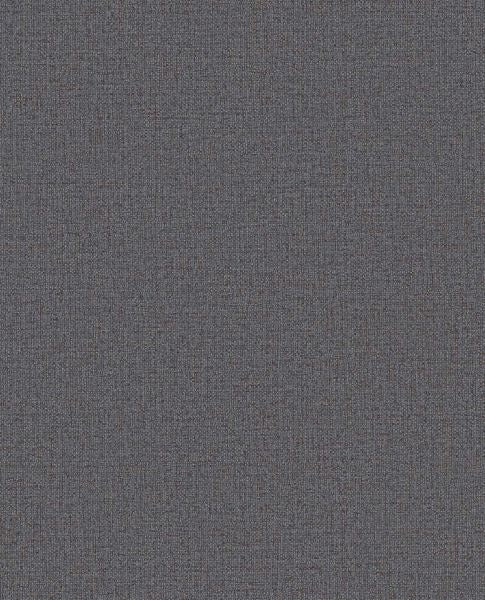 Linen Weave wallpaper by Eijffinger, flat swatch in charcoal slate grey with a fine linen texture