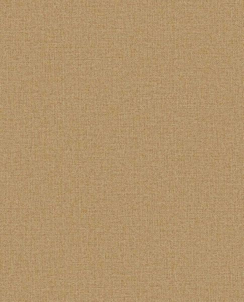 Linen Weave wallpaper by Eijffinger, flat swatch in warm mustard ochre with a linen-weave finish