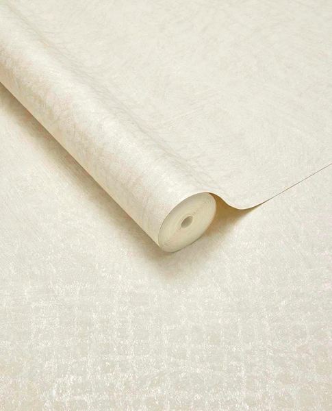 Burnished Weave wallpaper by Eijffinger, unrolled roll in creamy ivory with a pearly woven sheen
