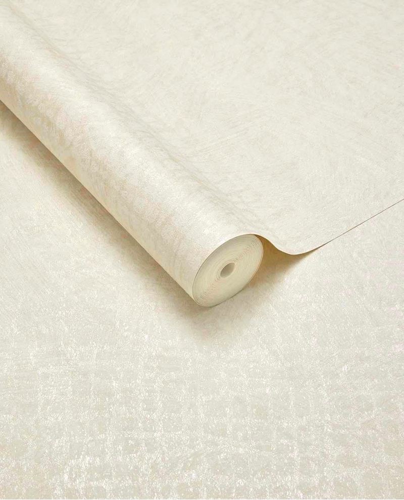 Burnished Weave wallpaper by Eijffinger, unrolled roll in creamy ivory with a pearly woven sheen