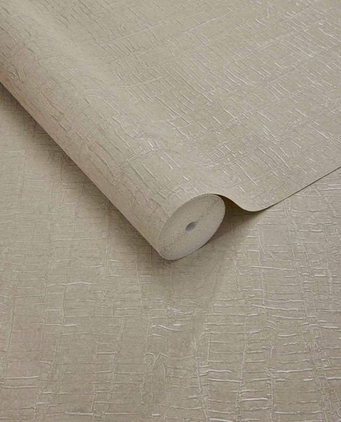 Bark Wash wallpaper by Eijffinger, flat roll swatch in light greige with a finely cracked bark-effect surface