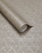 Fan Arch wallpaper by Eijffinger, flat roll swatch in warm greige showing the textured fanned-arch geometric design