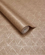 Fan Arch wallpaper by Eijffinger, flat roll swatch in warm caramel tan with the fanned-arch geometric motif