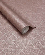 Fan Arch wallpaper by Eijffinger, flat roll swatch in dusky rose pink with a textured fanned-arch geometric pattern