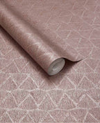 Fan Arch wallpaper by Eijffinger, flat roll swatch in dusky rose pink with a textured fanned-arch geometric pattern