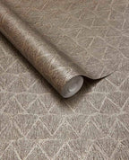 Fan Arch wallpaper by Eijffinger, rolled swatch in warm taupe-brown with the fanned arch geometric motif