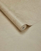 Scallop Fan wallpaper by Eijffinger, flat roll swatch in golden sand beige with the fanned scallop arc design